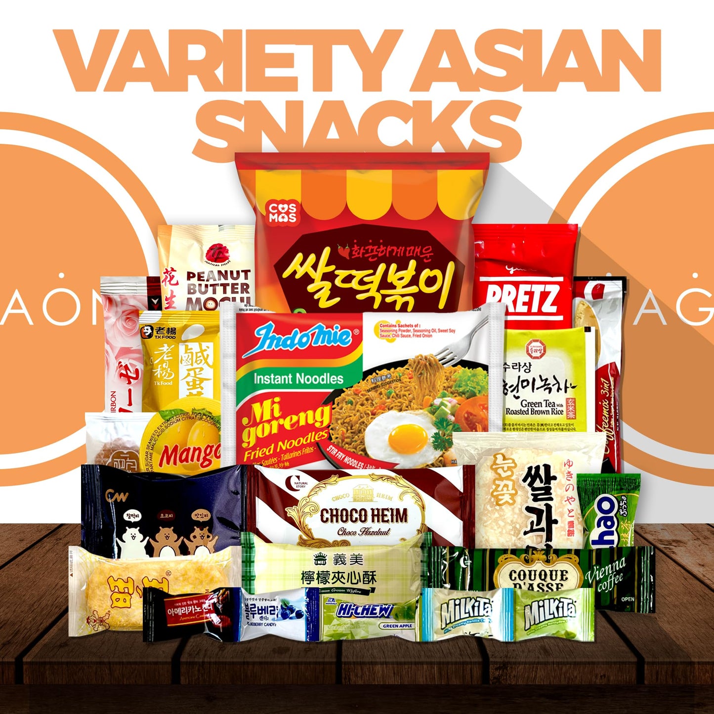 Dagaon Asian Snack Box 22 Count - Snacks From Korea, Japan, China, Indonesia, Taiwan, Vietnam, Etc. Assortment Of Chip, Ramen, B