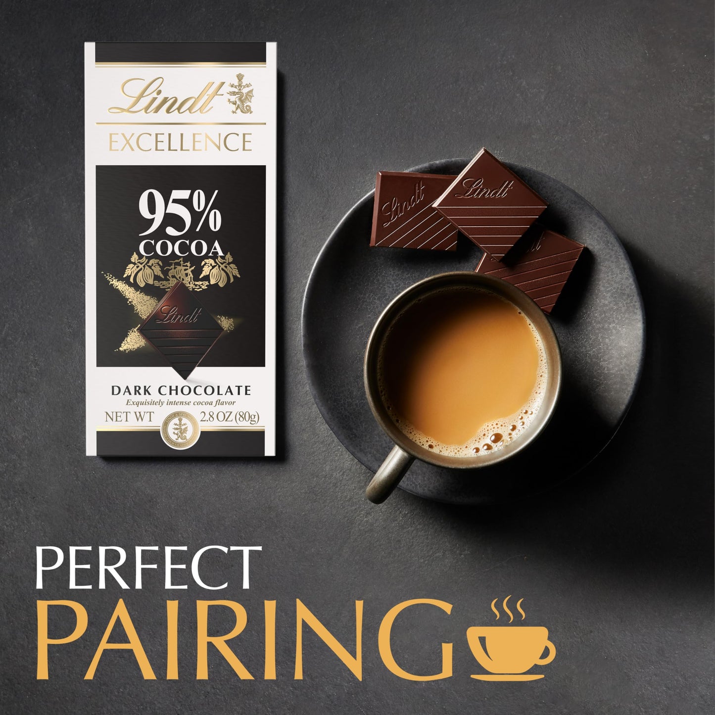 Lindt Dark Chocolate Bar, 95% Cocoa, 2.8 oz. (Pack of 12), Natural