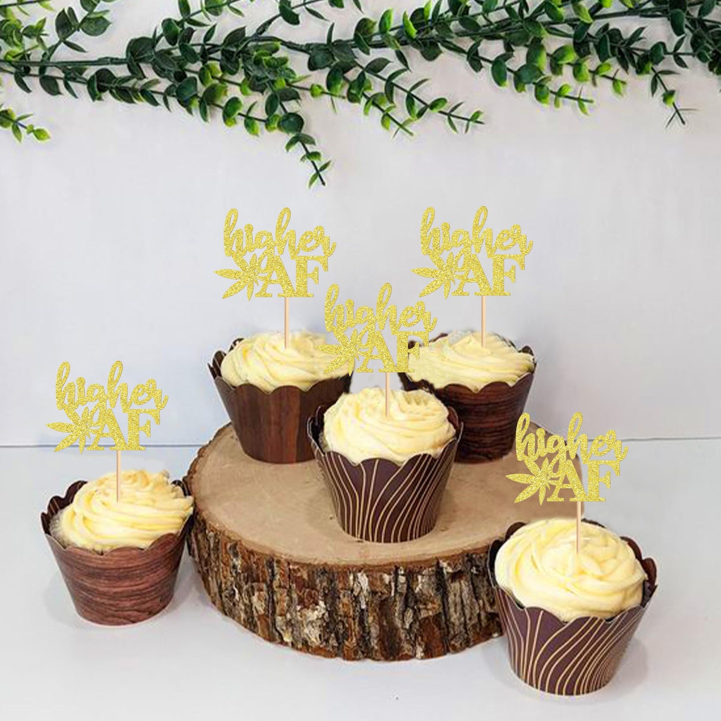 Ercadio Gold Glitter Cupcake Toppers - 24 Pcs Birthday Party Decorations Supplies