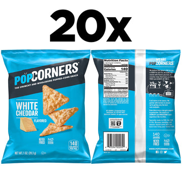 PopCorners Popped Corn Snacks, White Cheddar, 1 Ounce (Pack of 20) (Packaging May Vary)