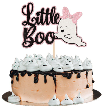1 Pcs Little Boo Cake Topper Glitter Baby Boo Ghost Halloween Cake Pick Spooky Baby Shower Cake Decoration For Halloween Theme B