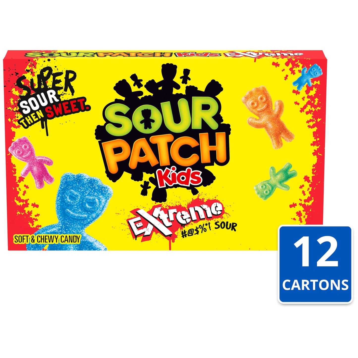 Sour Patch Kids Extreme Sour Soft & Chewy Candy, Bulk Candy, 12 - 3.5 Oz Boxes