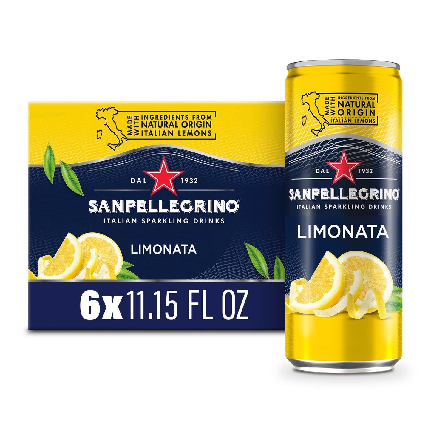 Sanpellegrino Italian Sparkling Drink Limonata, Sparkling Lemon Beverage, 6 Pack of Cans