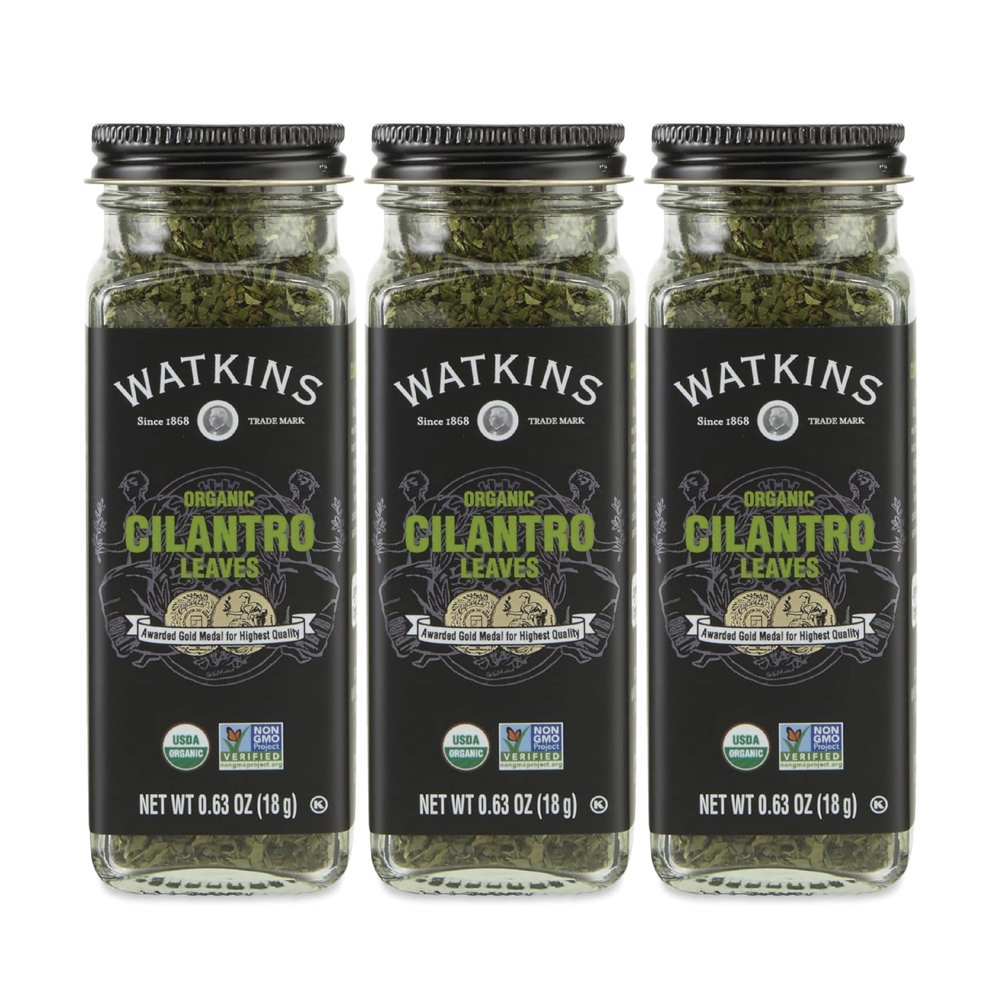 Watkins Gourmet Organic Spice Jar, Cilantro Leaves, 0.63 Ounce Jar, 3-Pack
