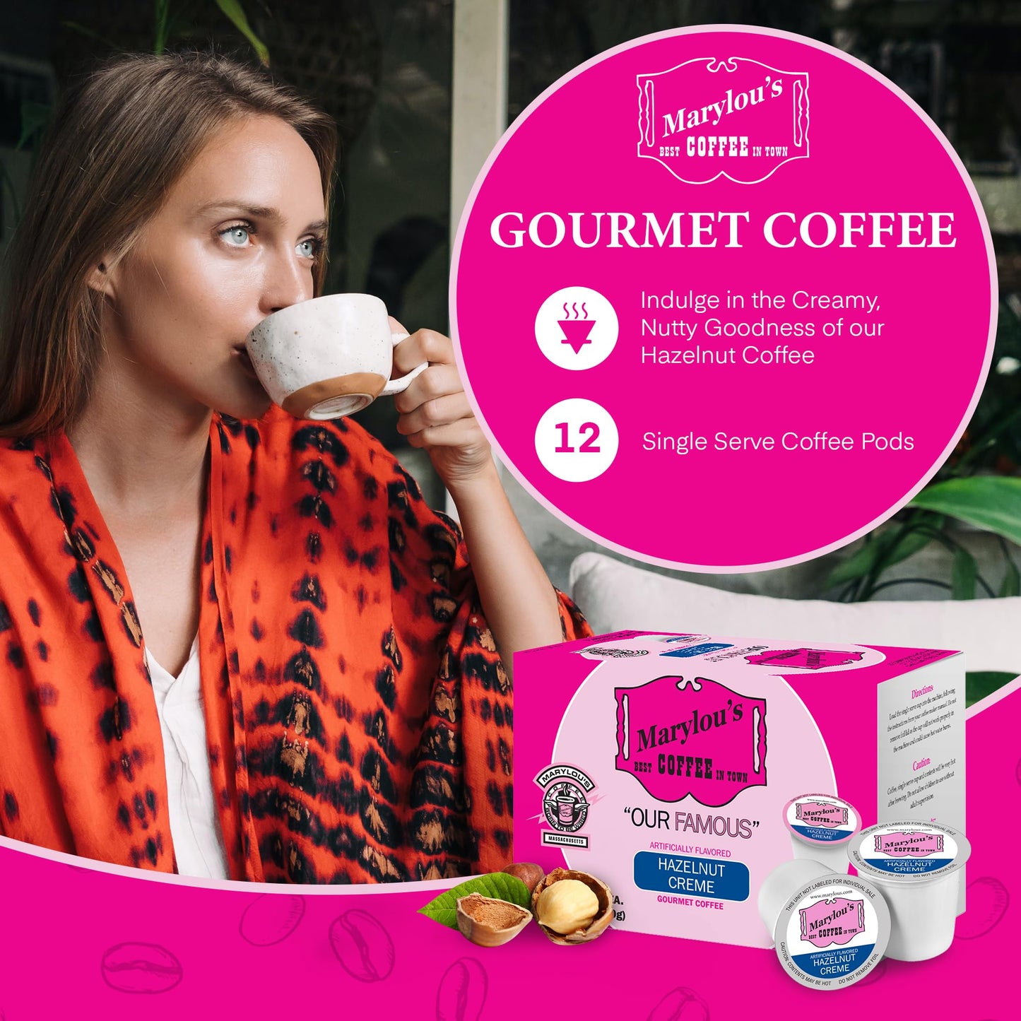 Marylous Hazelnut Creme Coffee Pods – Gourmet Single Serve for Keurig – 12 Count