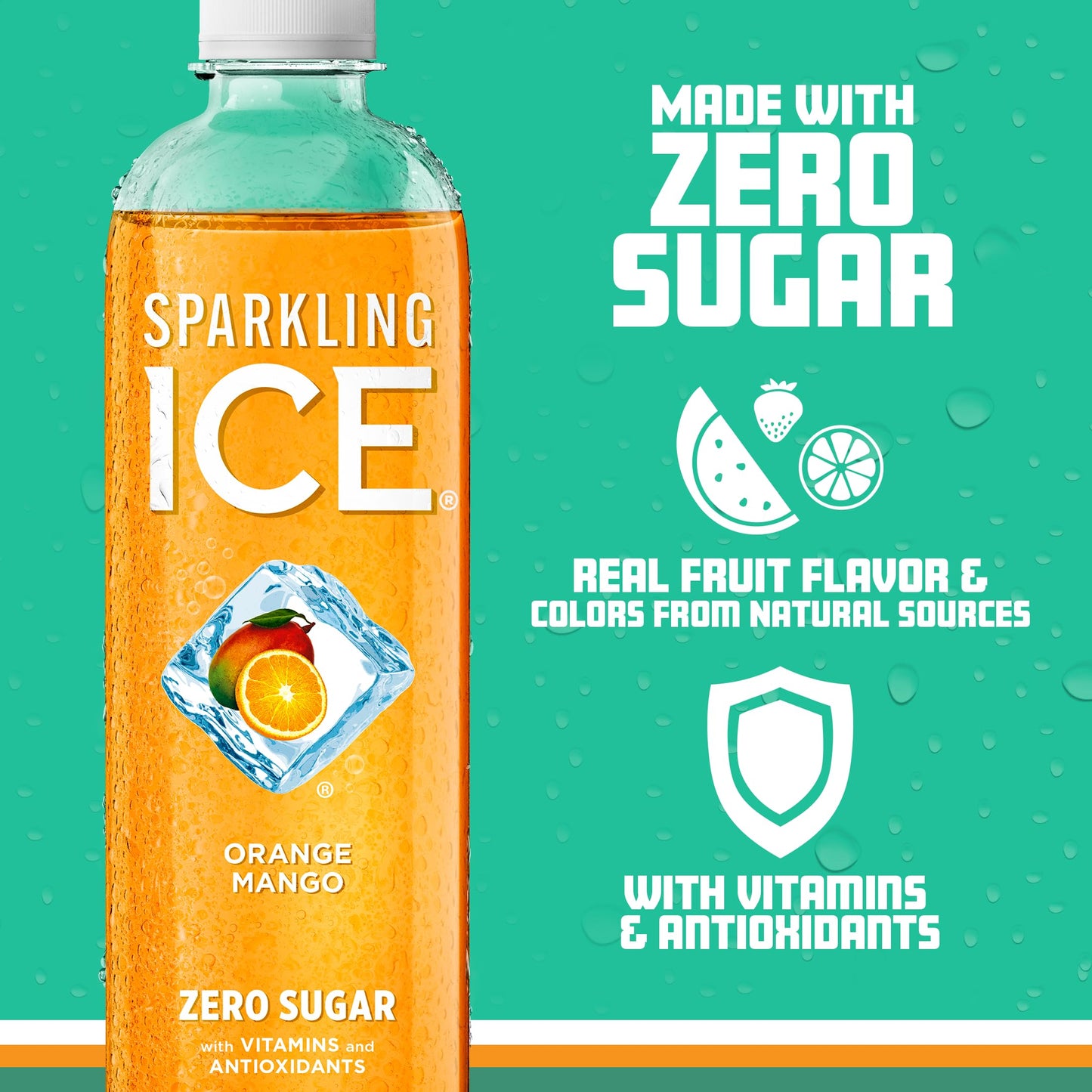 Sparkling Ice Orange Mango Sparkling Water, Zero Sugar, 17 Fl Oz Bottles, Pack of 12