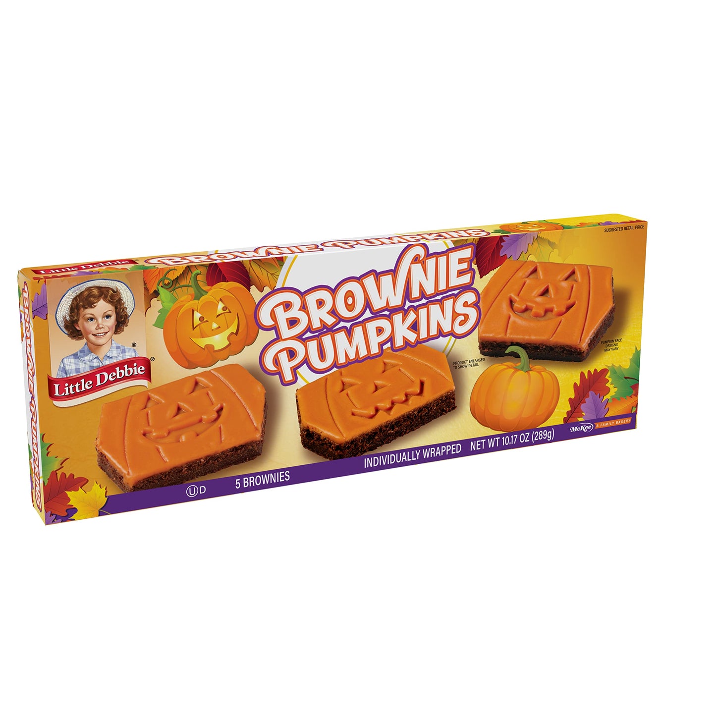 Little Debbie Brownie Pumpkins, 5 Individually Wrapped Brownies, 10.17 OZ Box