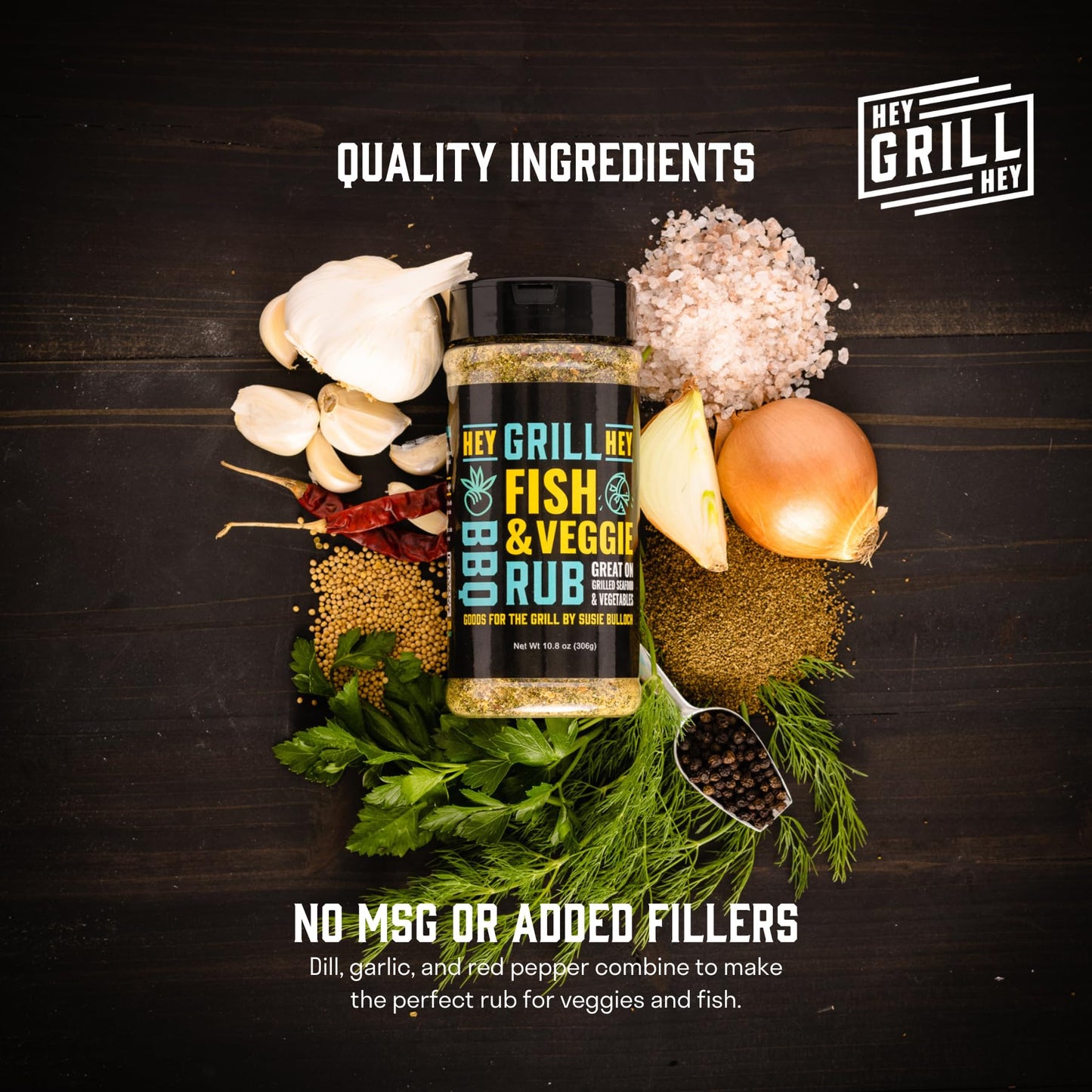 Hey Grill Hey | Fish & Veggie Rub | Fish Seasoning | Seafood & Vegetable Seasoning | Salmon Rub |Great For Chicken, Dips And Mor