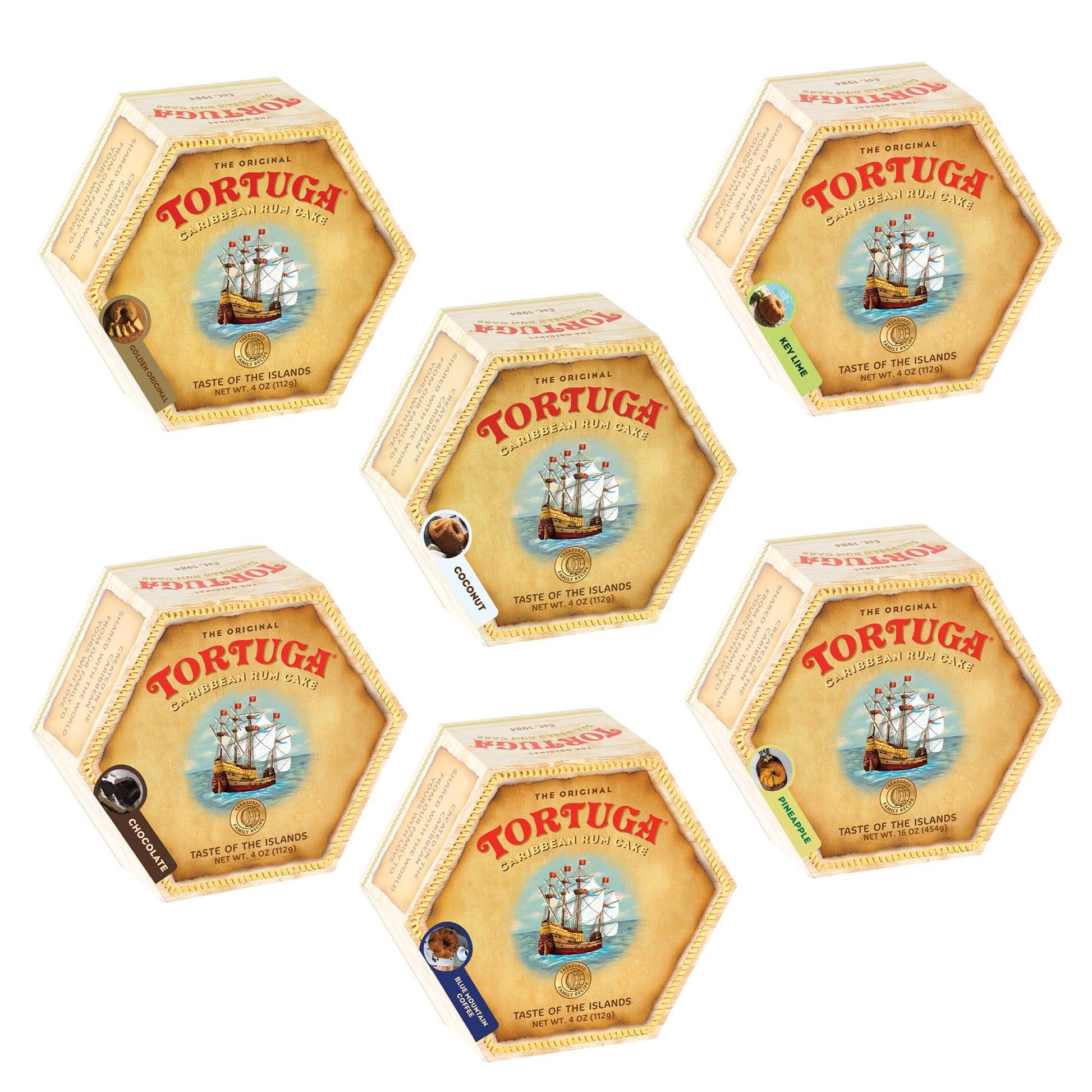 TORTUGA Caribbean Cake, 4 oz, 6 Count, 24 Ounce (Pack of 1), Model GP-6RC04MIX