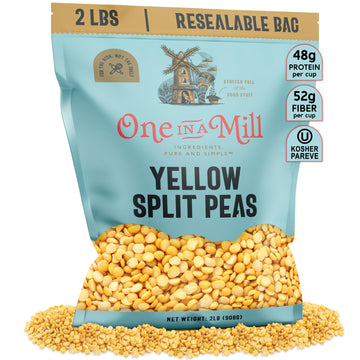ONE IN A MILL Dried Yellow Split Peas 2LB Resealable Bag | For Soup, Stews, & Curries | All-Natural Plant-Based Protein | OU Kos