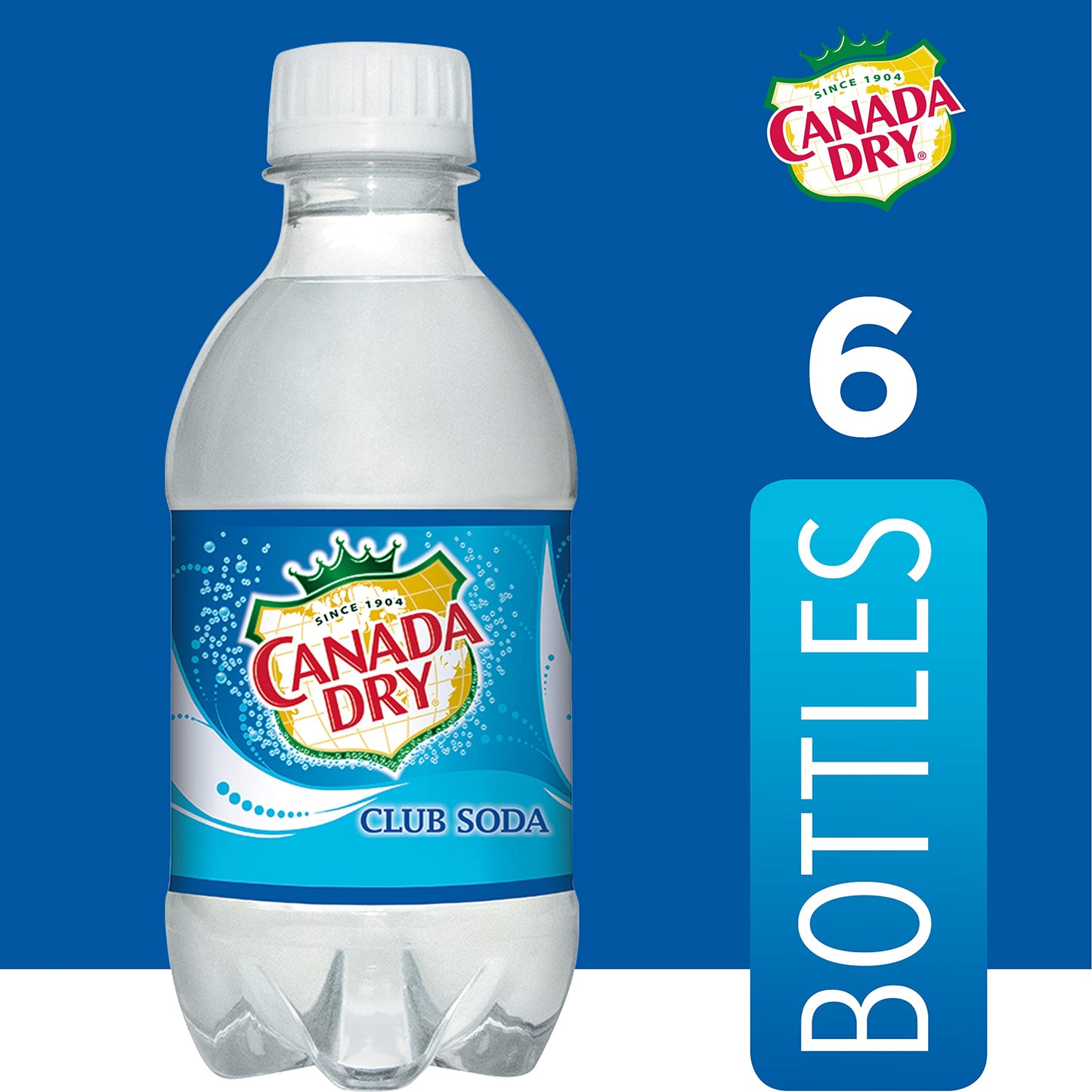 Canada Dry Club Soda, 10 Fl Oz Plastic Bottles, 6 Pack