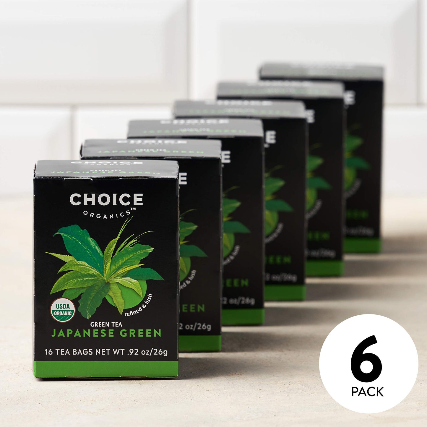 Choice Organic Teas Organic Japanese Green Tea - 96 Bags (6 Pack) - Compostable - Contains Caffeine