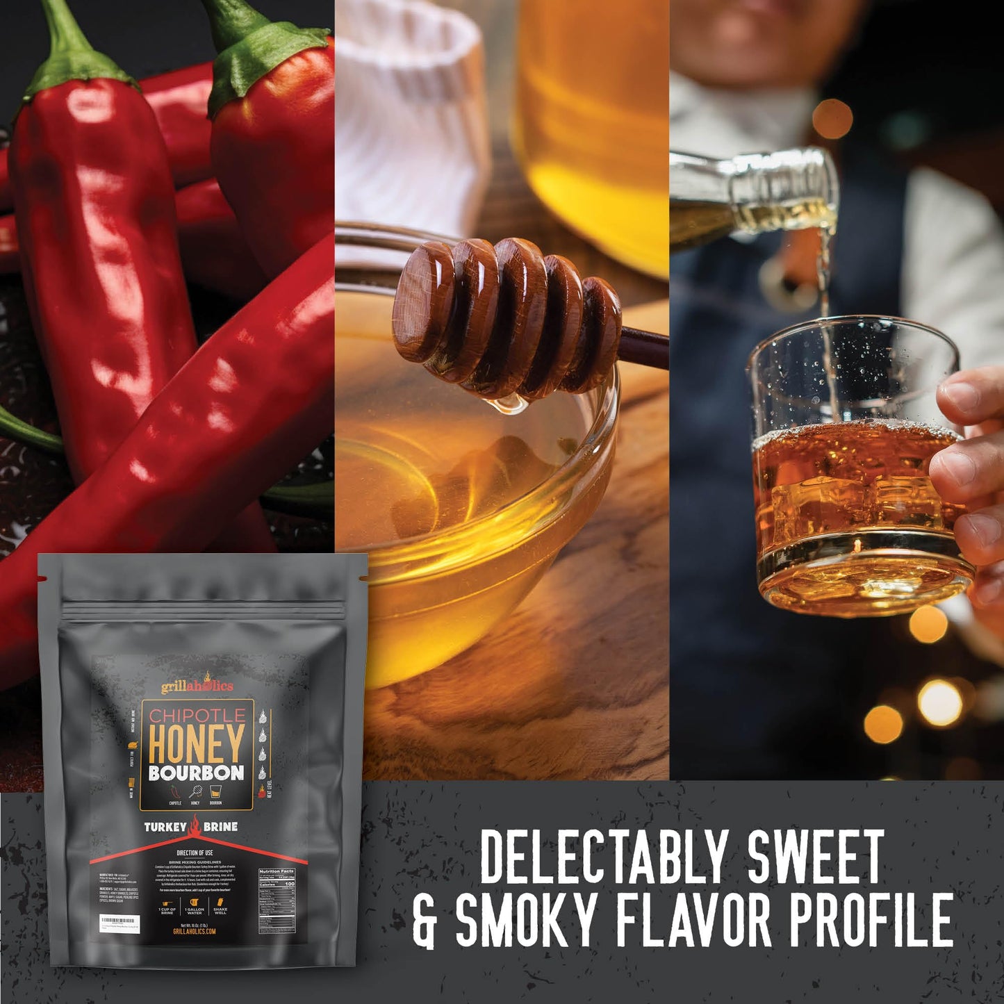 Grillaholics Chipotle Honey spirit-inspired flavor Turkey Brine Kit for smoky aroma & Grilling, 16 oz Bag