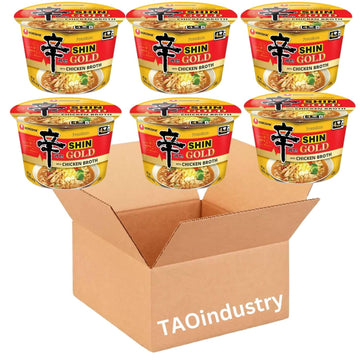 Premium Shin Gold With Chicken Broth Ramen Bowls Bundle. Includes Six - 3.56 Oz Noodle Soup