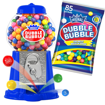 Gumball Machine For Kids 8.5'' - Candy Dispenser Machine Includes 85 Gum Balls - Coin Operated Double Bubble Gum Machine And Toy