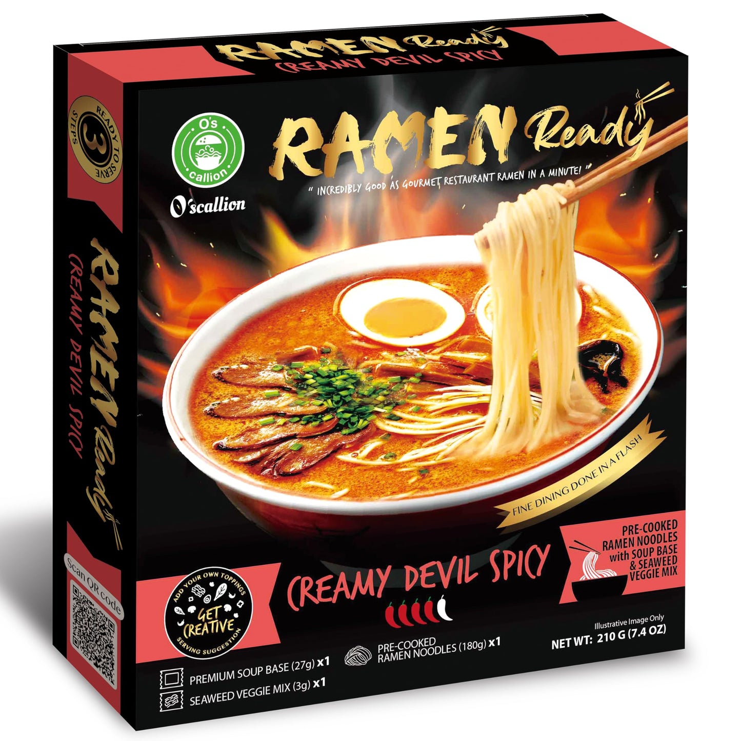Oscallion Ramen Kit - Spicy Instant Soup Mix, 1 Serving, 1 Count