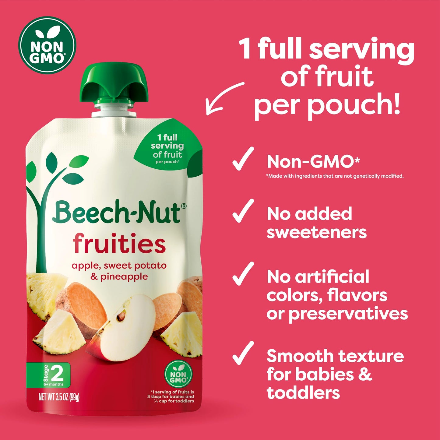 Beech-Nut Baby Food Variety Pack, Fruit & Root Veggie Blends Baby Food Pouches, Fruit & Veggie Purees, 3.5Oz (18 Pack)