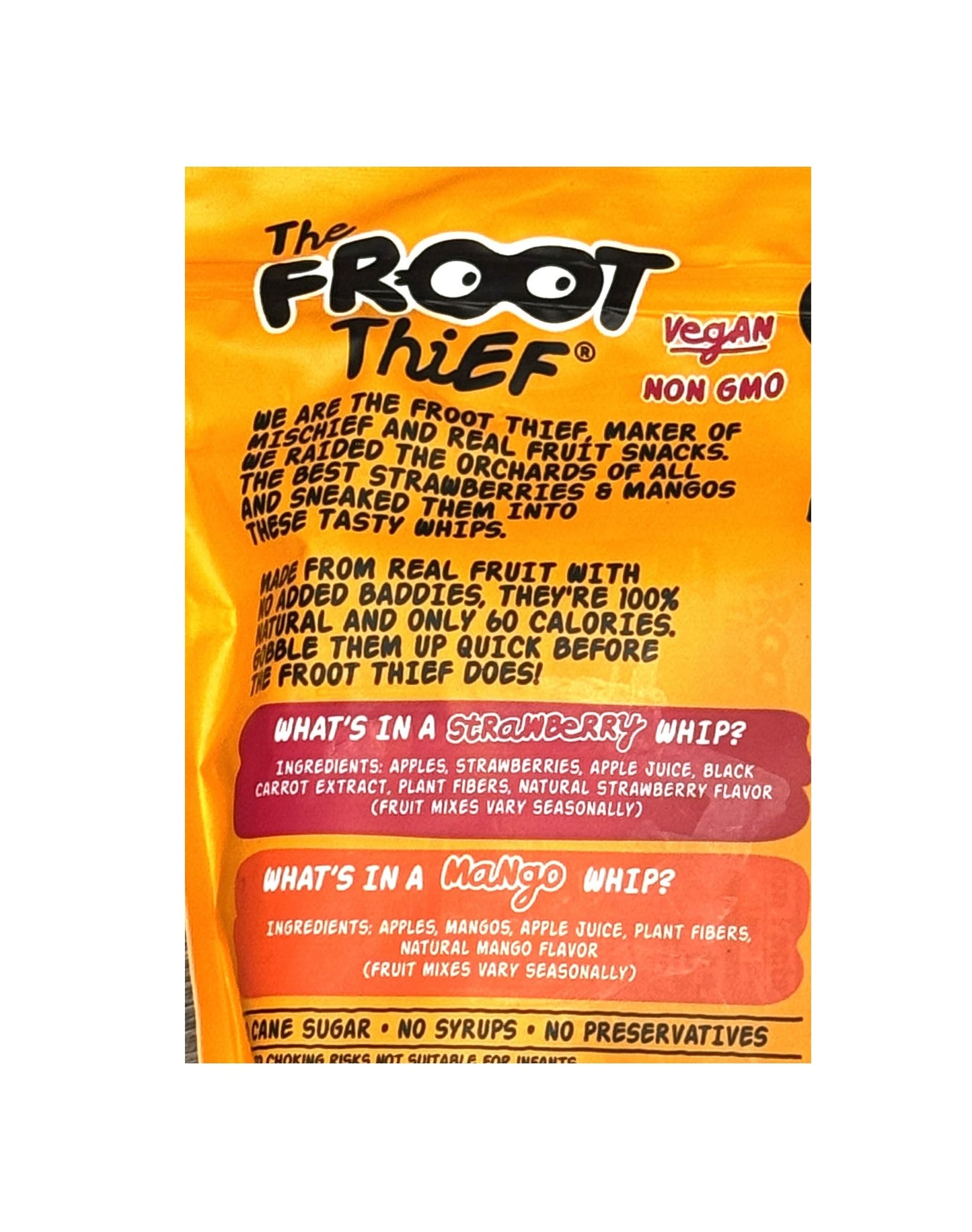Foot Thief Real Fruit Whips Vegan Big Variety Pack Gluten Free 10 Bags Of Strawberry 10 Bags Of Mango No Preservatives (Total 20