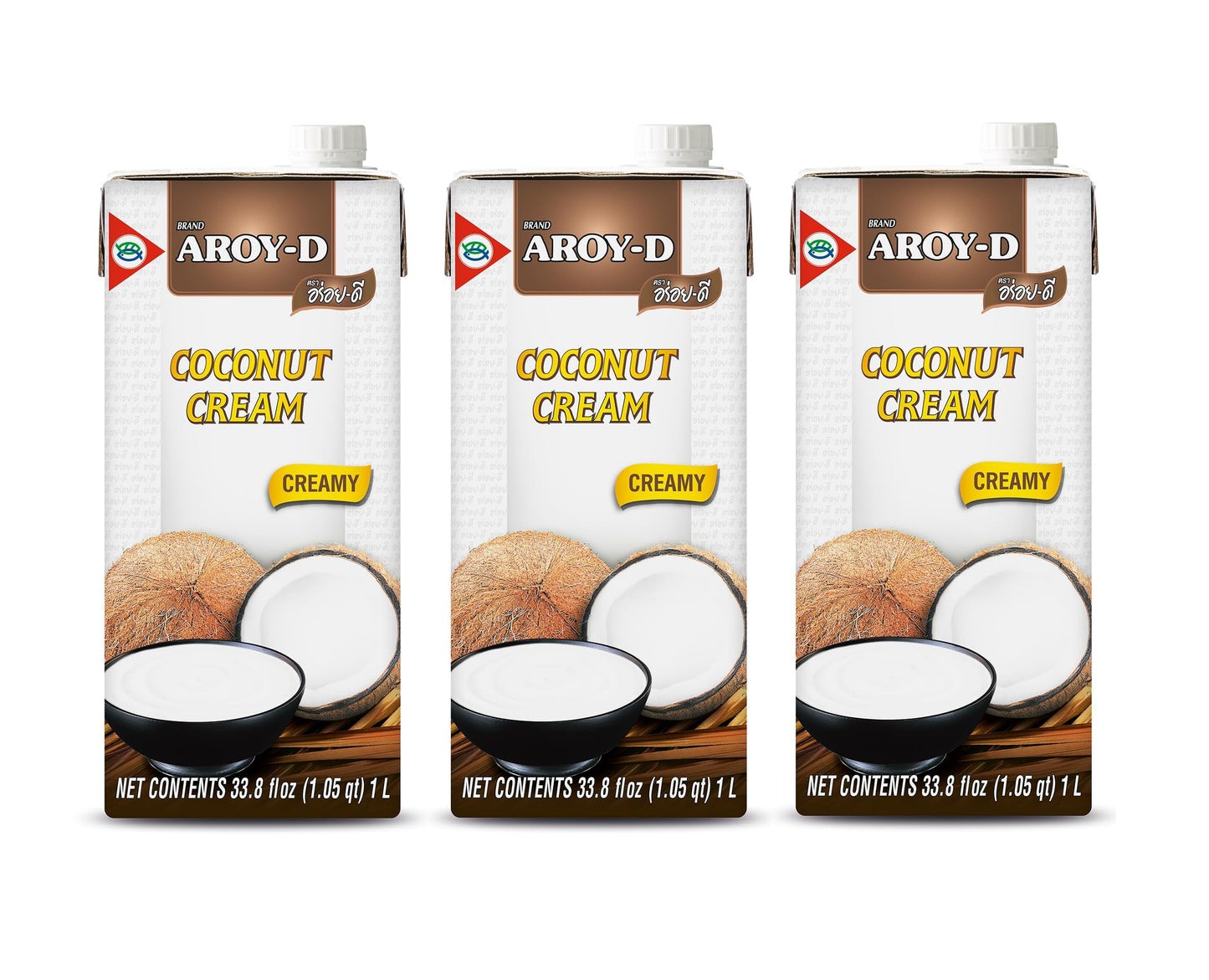 Aroy-D 100% Pure Coconut Cream, 33.8 Oz (3-Pack)
