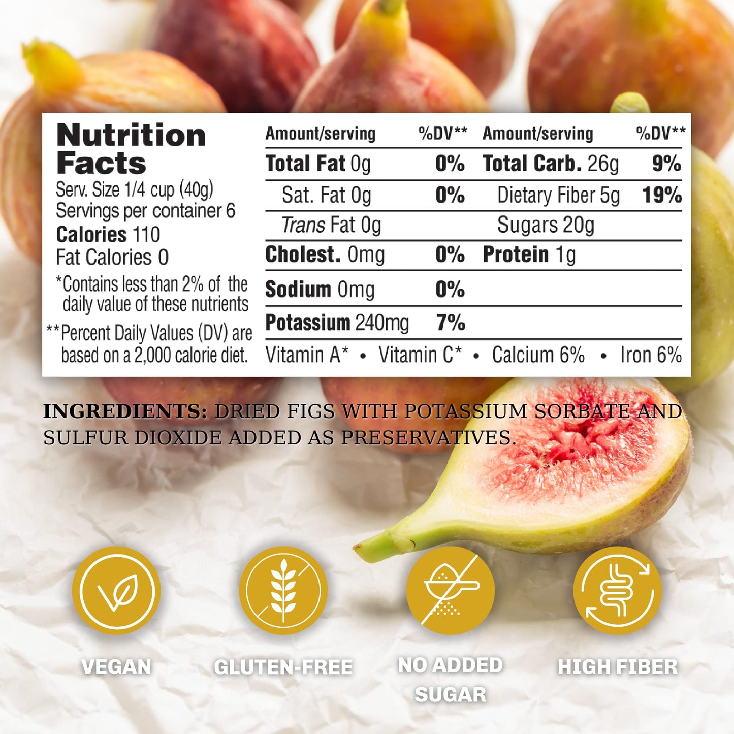 Nutra Fig Dried Figs - No Sugar Added, Gluten-Free, High Fiber, 9 Oz