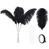 Ballinger Black Ostrich Feathers Bulk - Making Kit 10Pcs 28Inch Large Ostrich Feathers For Floral Arrangement, Vase, Wedding Par