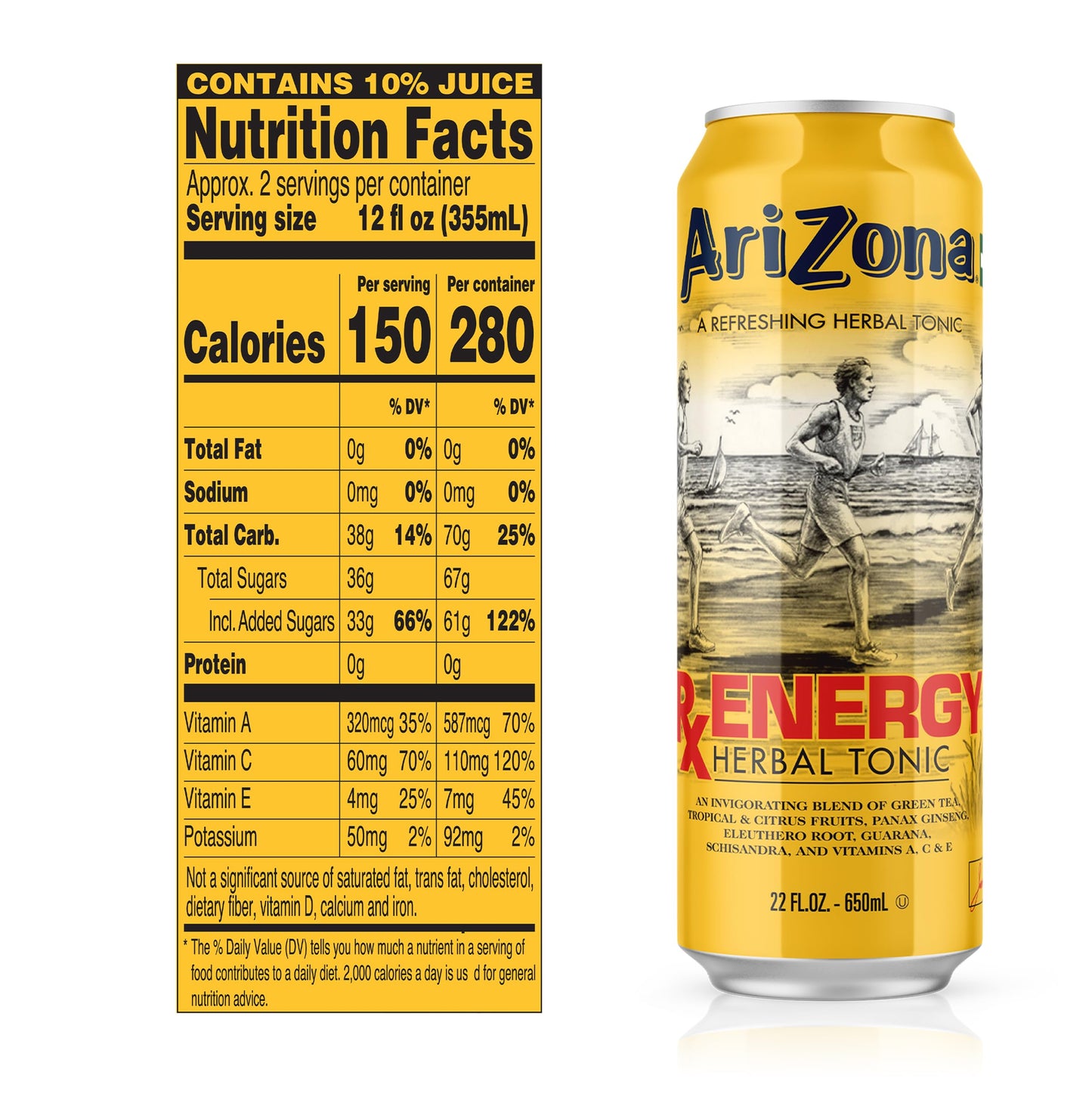 AriZona   Energy Drink - Big Can, 22 Fl Oz, Pack of 24, Refreshing Energy Beverage