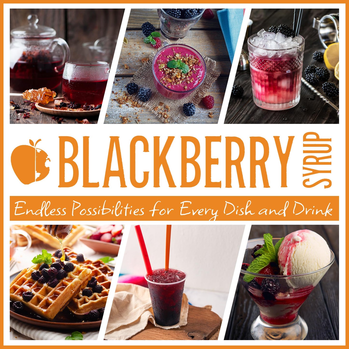 Gourmanity Blackberry Syrup, 3 Ingredients Only, Sweet And Tart Flavor, Great For Soda, Iced Tea, Lemonade And Cocktails, No Art