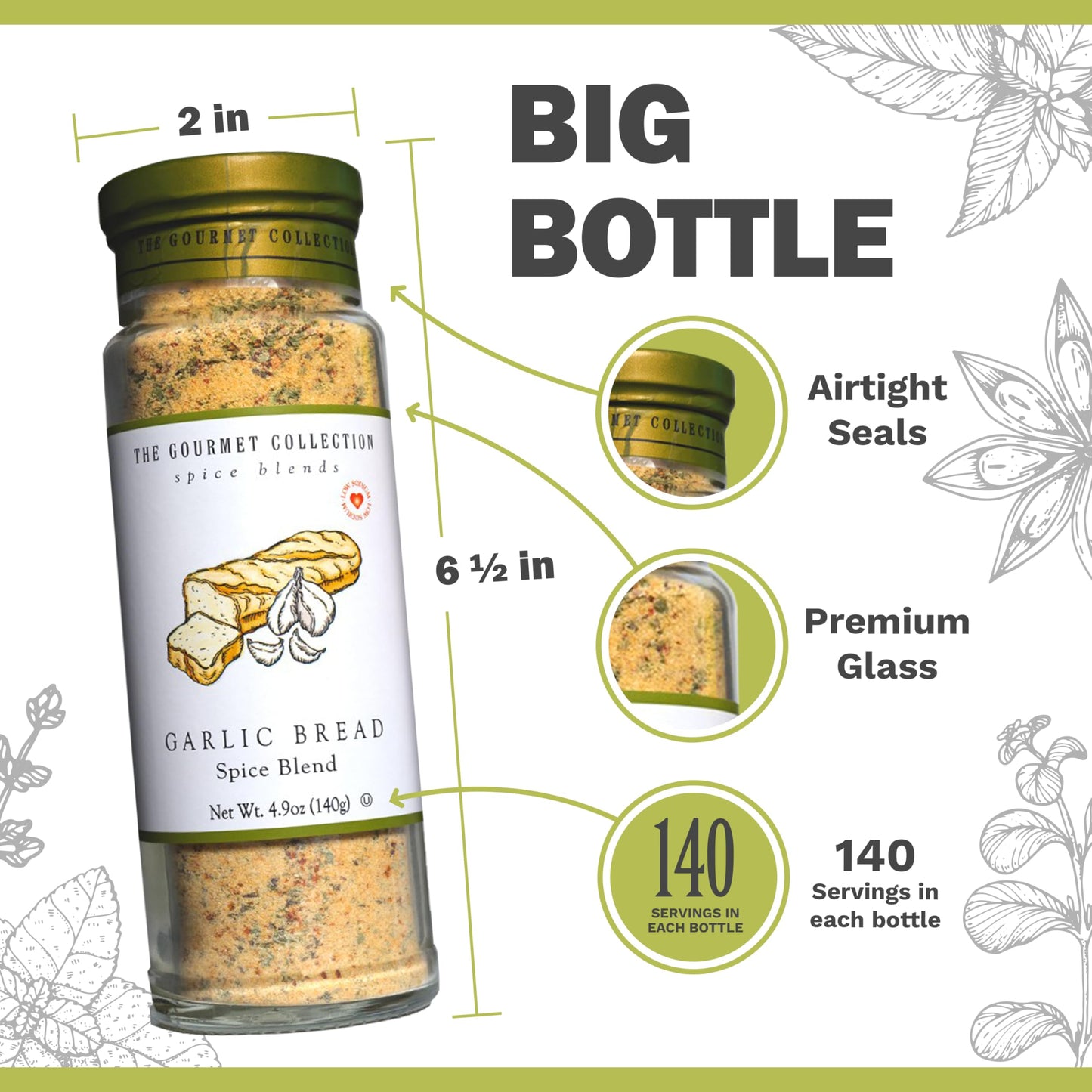 Dangold Garlic Bread Spice Blend - Gourmet Garlic Butter Seasoning, Salt Free, 4.9 oz - Perfect for Bread, Rice, and Salad Dressings