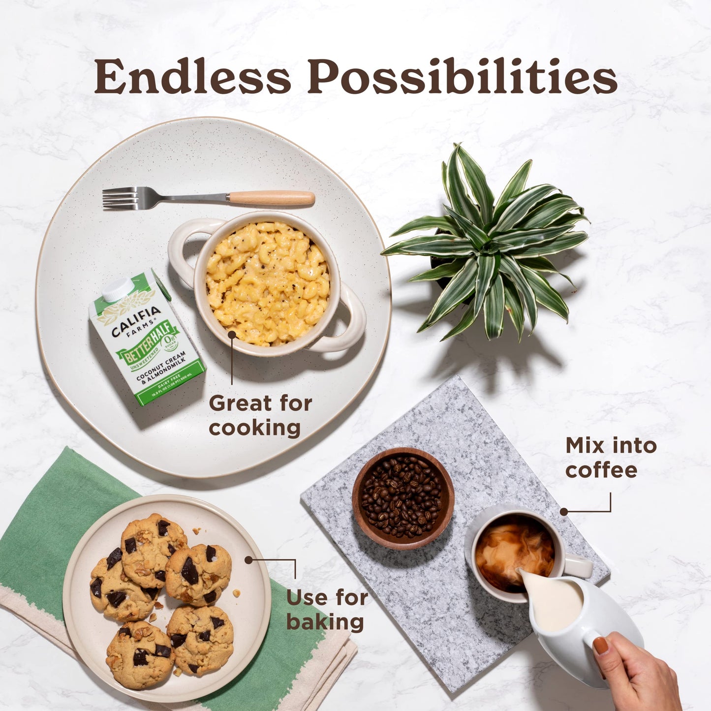 Califia Farms - Unsweetened Better Half, Half And Half Substitute, 16.9 Oz (Pack Of 6), Almond Milk, Coconut Cream, Coffee Creamer, Keto, Shelf Stable, Dairy Free, Plant Based, Vegan