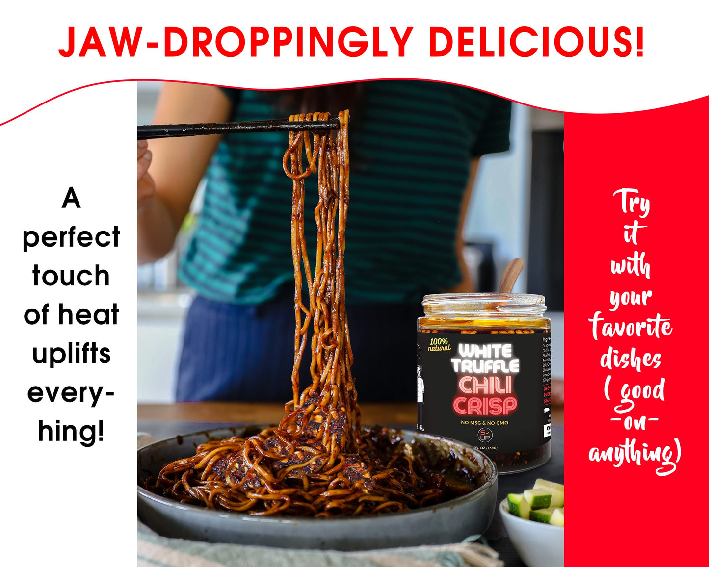 Sauce Up White Truffle Chili Crisp Sauce – 2 Pack (6Oz Each) | Enhanced Truffle Chili Oil | Crispy, Spicy & Umami Truffle Flavor   | Vegan, Keto, Gluten-Free, Non-Gmo | Artisanal Gourmet Hot Truffle Chili Crisp | Handcrafted In Ny