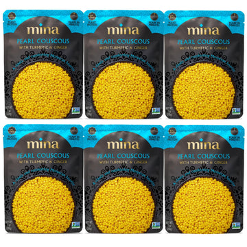 Mina Pearl Couscous  With Turmeric & Flavor Blendger  Ready To Eat  Couscous Pearls  Microwavable Meals & Side Dishes  Vegan Protein  Non-Gmo  Kosher  7 Oz (Pack Of 6)