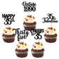 30Pcs Happy 35Th Birthday Cupcake Toppers Glitter Thirty Five Vintage 1988 Cupcake Picks 35 Fabulous Cheers To 35 Years Cake Dec