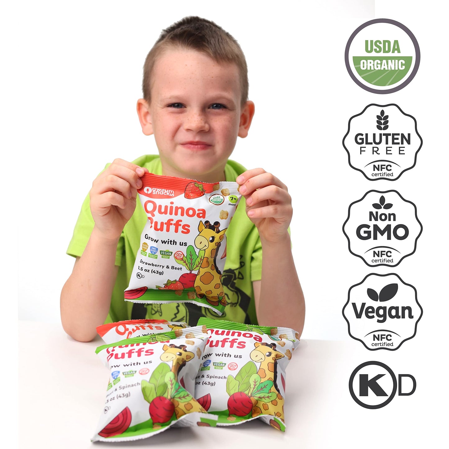 Awsum Snacks | Baby Puffs | Healthy Kids Snacks - 12 Bags - Usda Organic | Kosher | Non Gmo | Gluten Free |No Sugar (Carrot & Ra