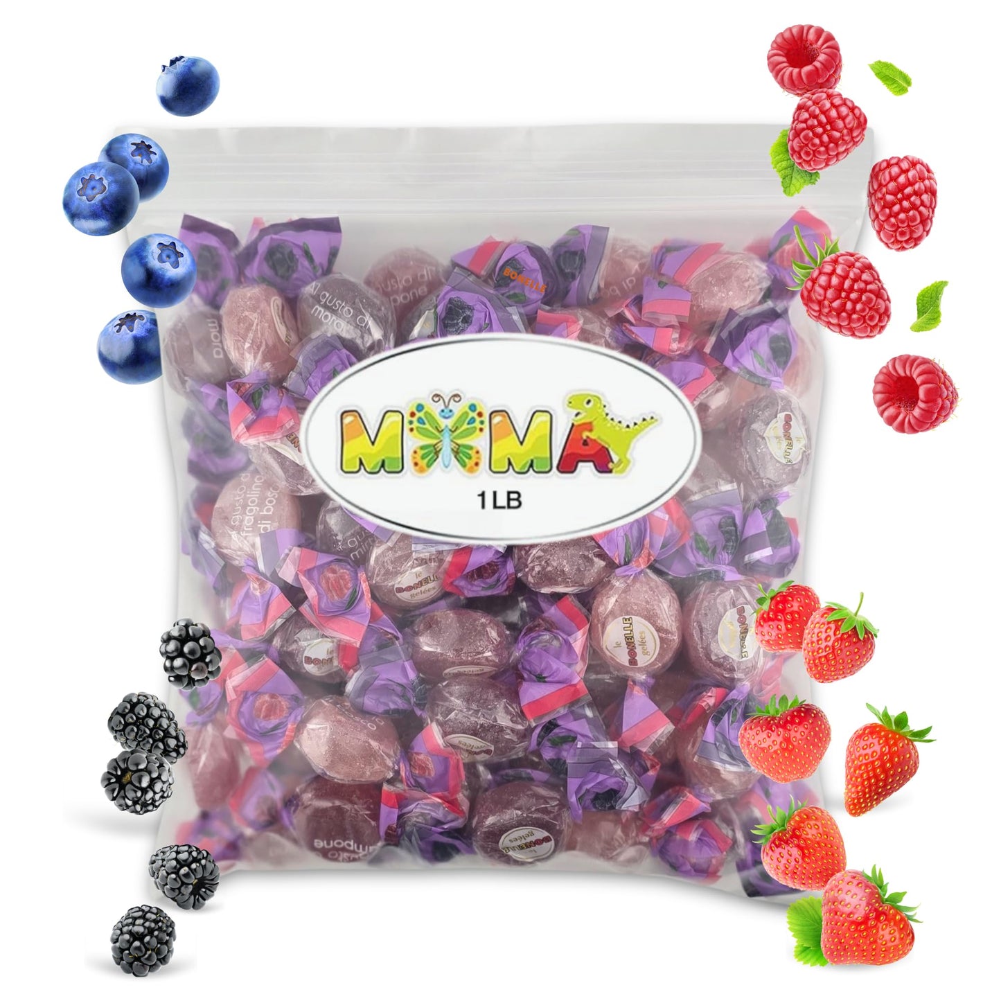 MIMA MIMA Fruitti Di Bosco Jelly Candy - Assorted Individually Wrapped - 1 lb Holiday   for Gifting & Sharing