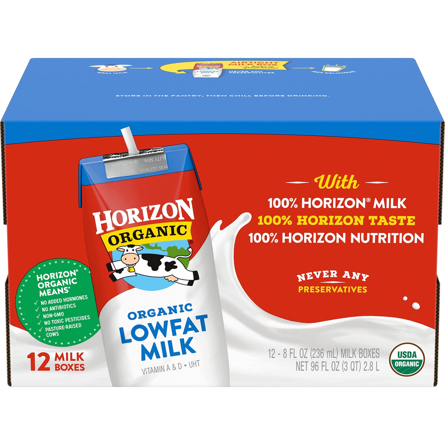 Horizon Organic Shelf-Stable 1% Low Fat Milk Boxes, 8 oz., 12 Pack
