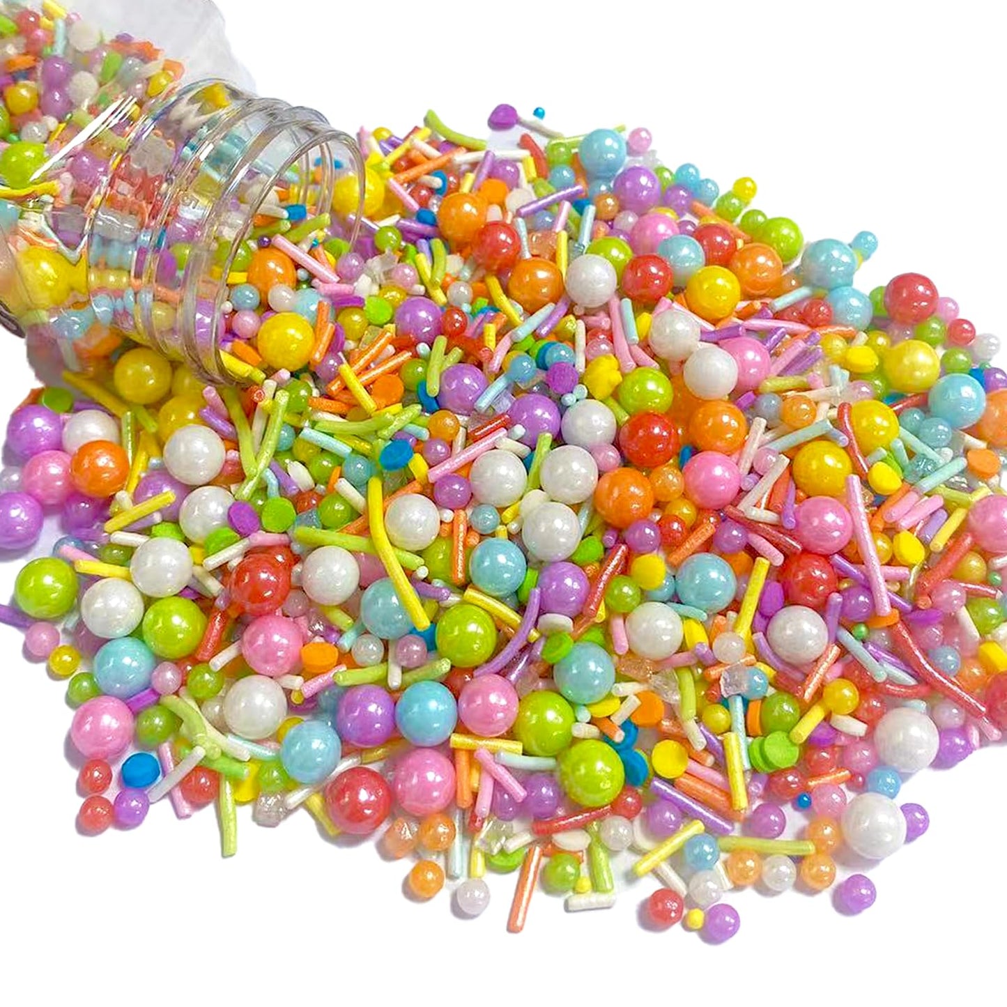 Sentovac Rainbow Sprinkles Edible Pearl Jimmies Confetti Mix Sugar Sprinkles For Cake Decorating Cake Topper Cupcake Cookie Baki