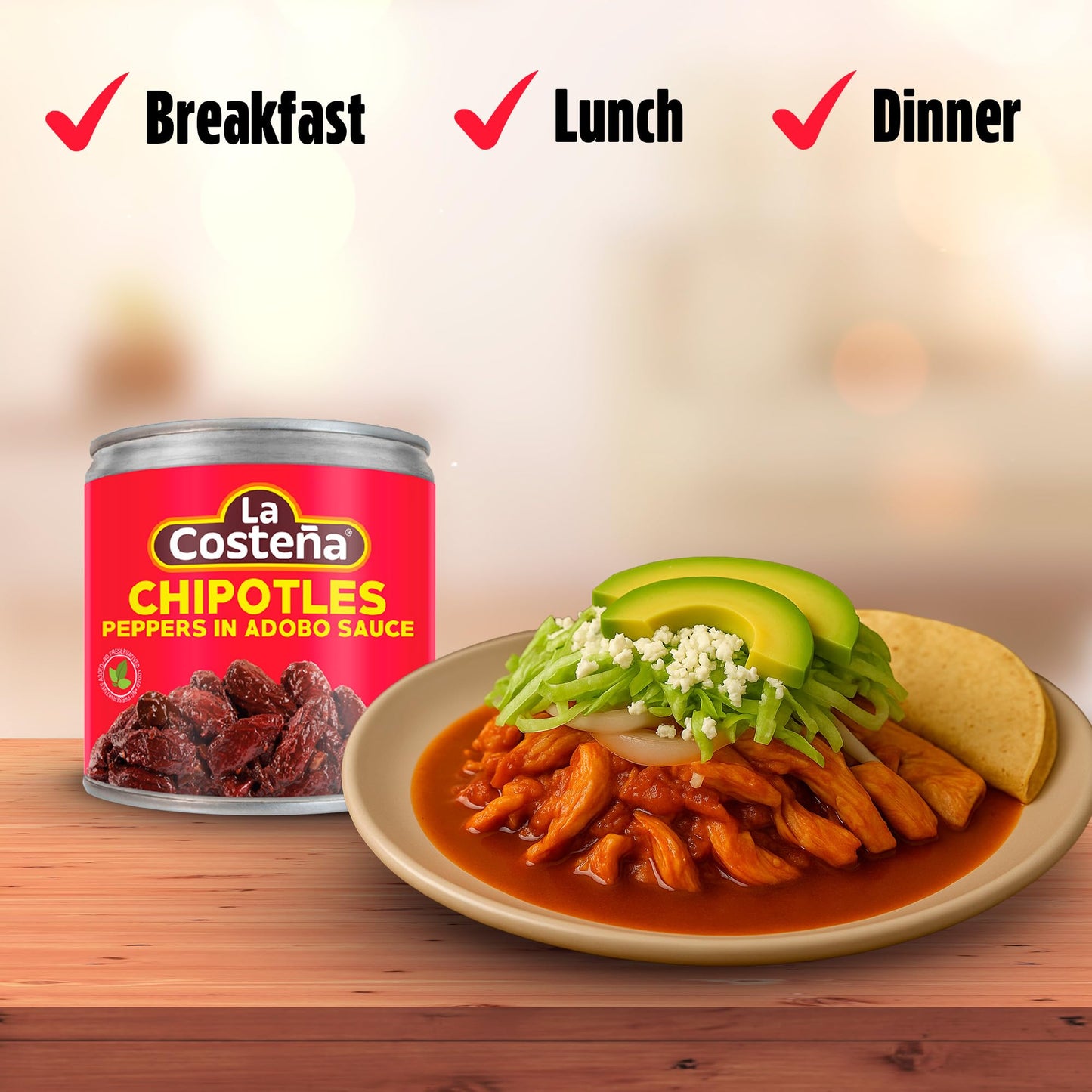 La Costeña Chipotle Peppers in Adobo Sauce, 7 Ounce Can, Pack of 24
