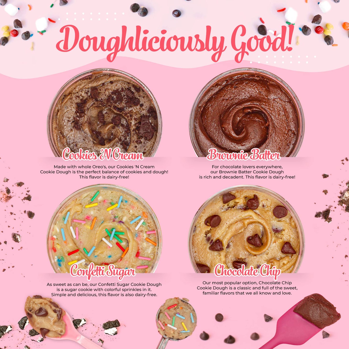 Nobaked Cookie Dough - Edible Favorite Flavors Cookie Dough Meant To Be Eaten Raw With A Soft & Smooth Consistency And No Bitter