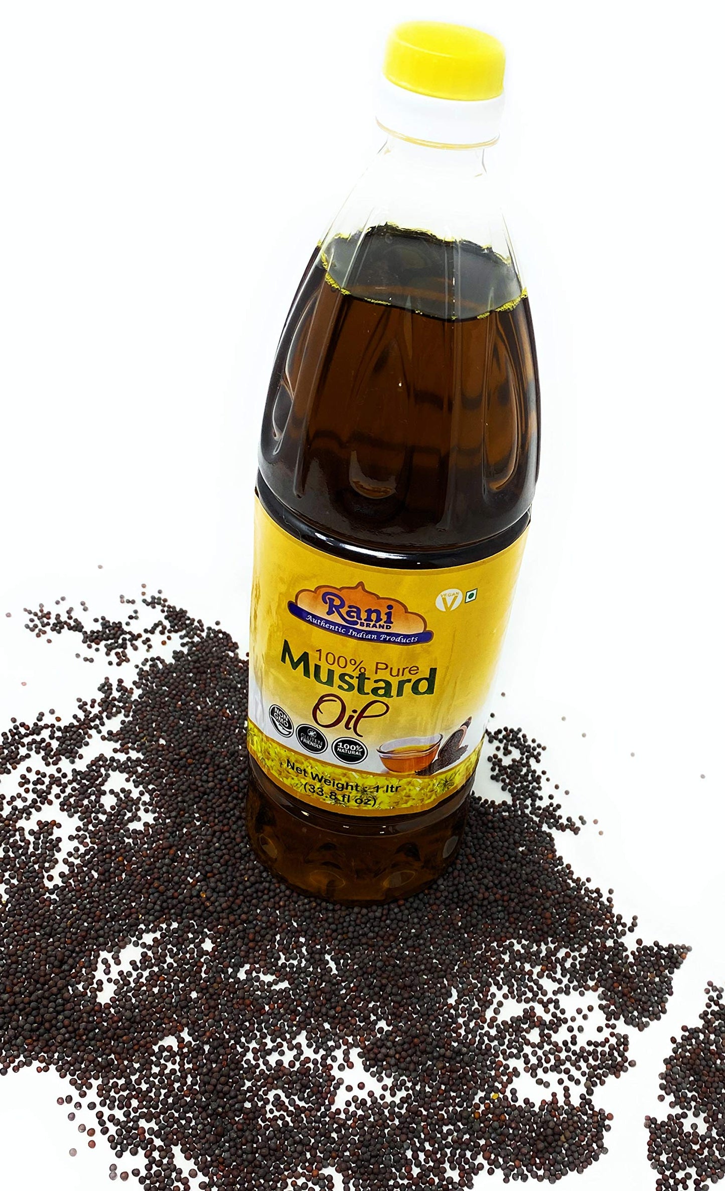 Rani Mustard Oil (Kachi Ghani) 33.8 Ounce (1 Liter) NON-GMO | Gluten Free | Vegan | 100% Natural | Kosher