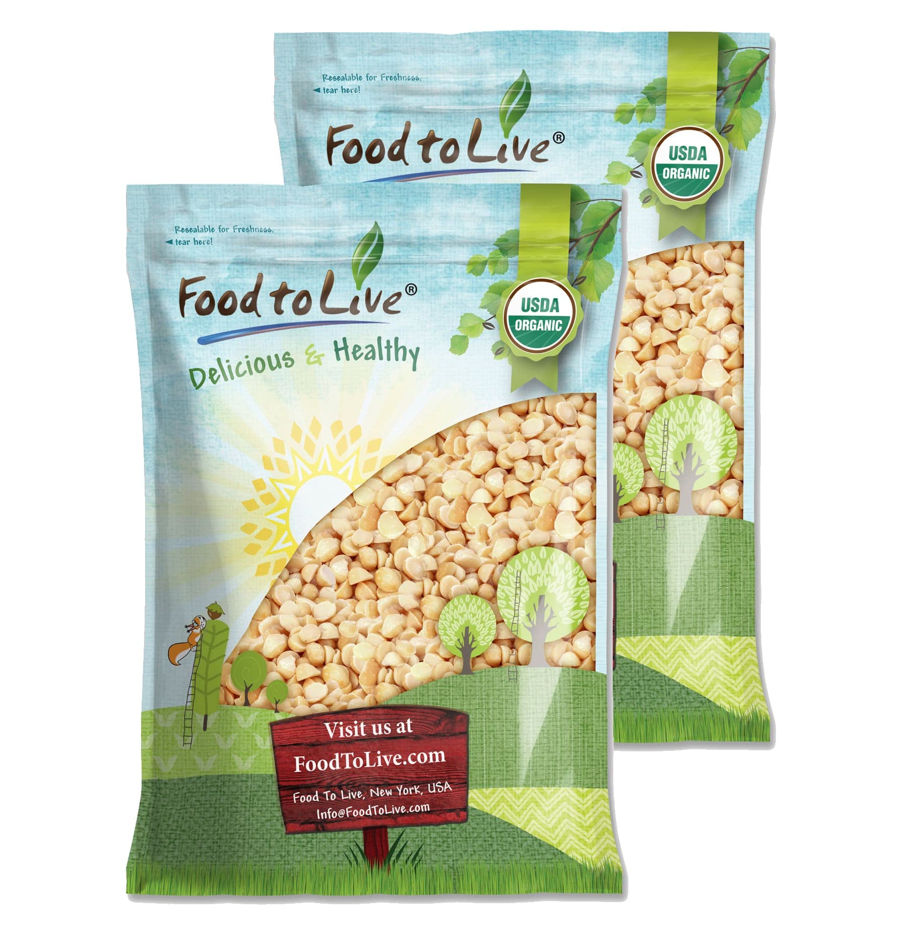 Food to Live Organic Macadamia Nut Halves & Pieces, 25 Pounds Non-GMO, Raw, Shelled, Unsalted, Kosher, Vegan, Bulk. Keto Snack. 