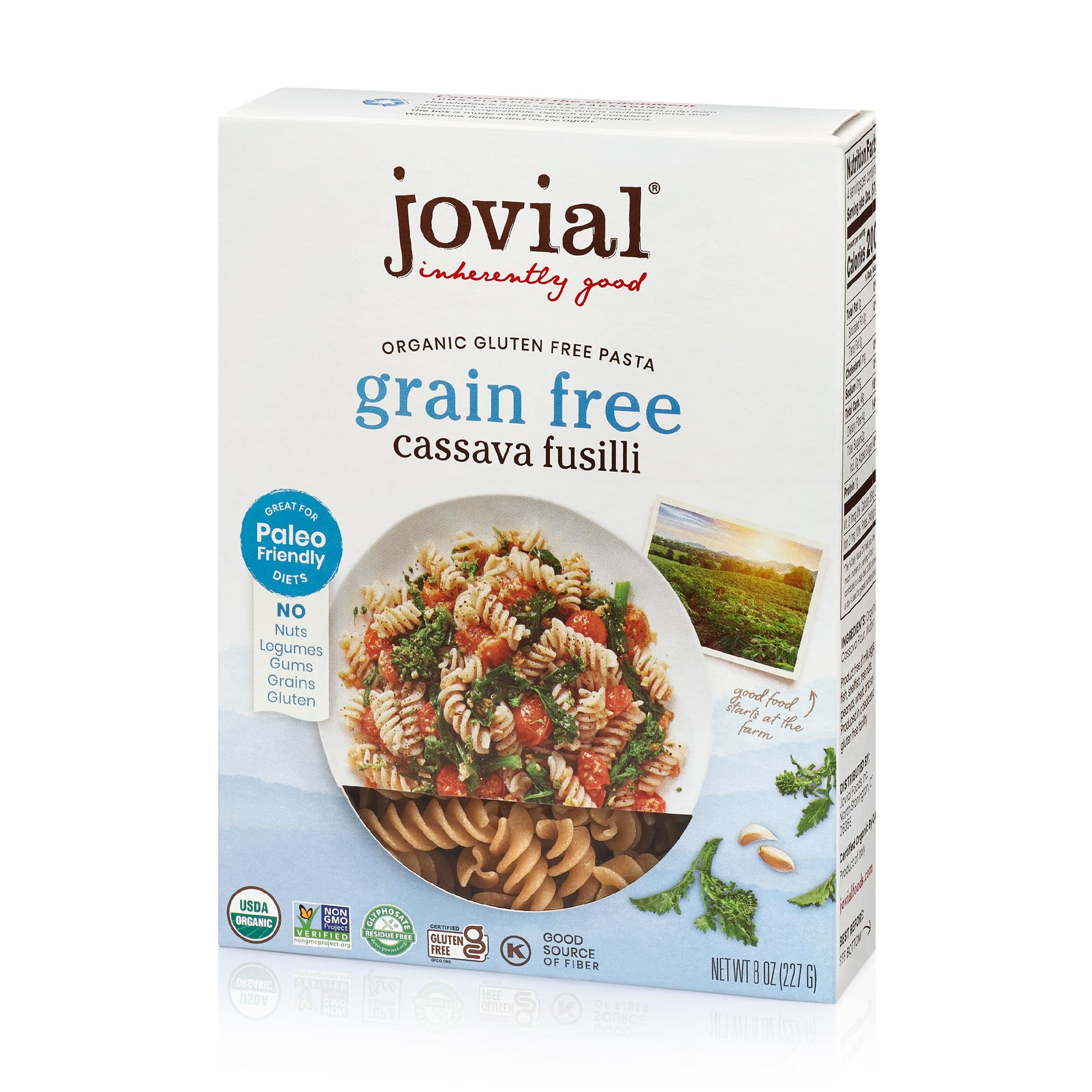 Jovial Grain-Free Cassava Fusilli - Fusilli Organic  Gluten Free Pasta  Fusilli Pasta  Cassava Pasta  Paleo Pasta  Grain-Free  Non-Gmo  High-Fiber - 8 Oz  1 Pack