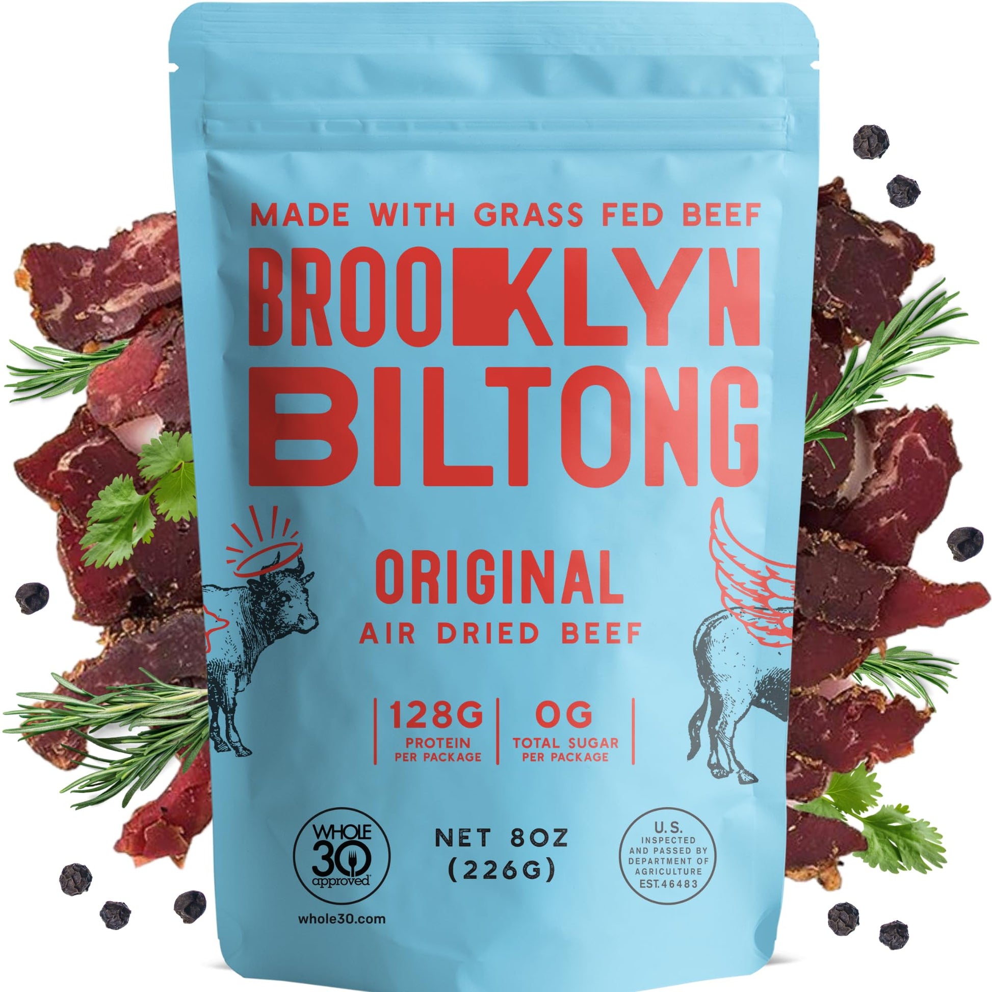Brooklyn Biltong Air Dried Beef Snack, Whole30 Approved, Paleo, Keto, Gluten Free, 8 Ounce