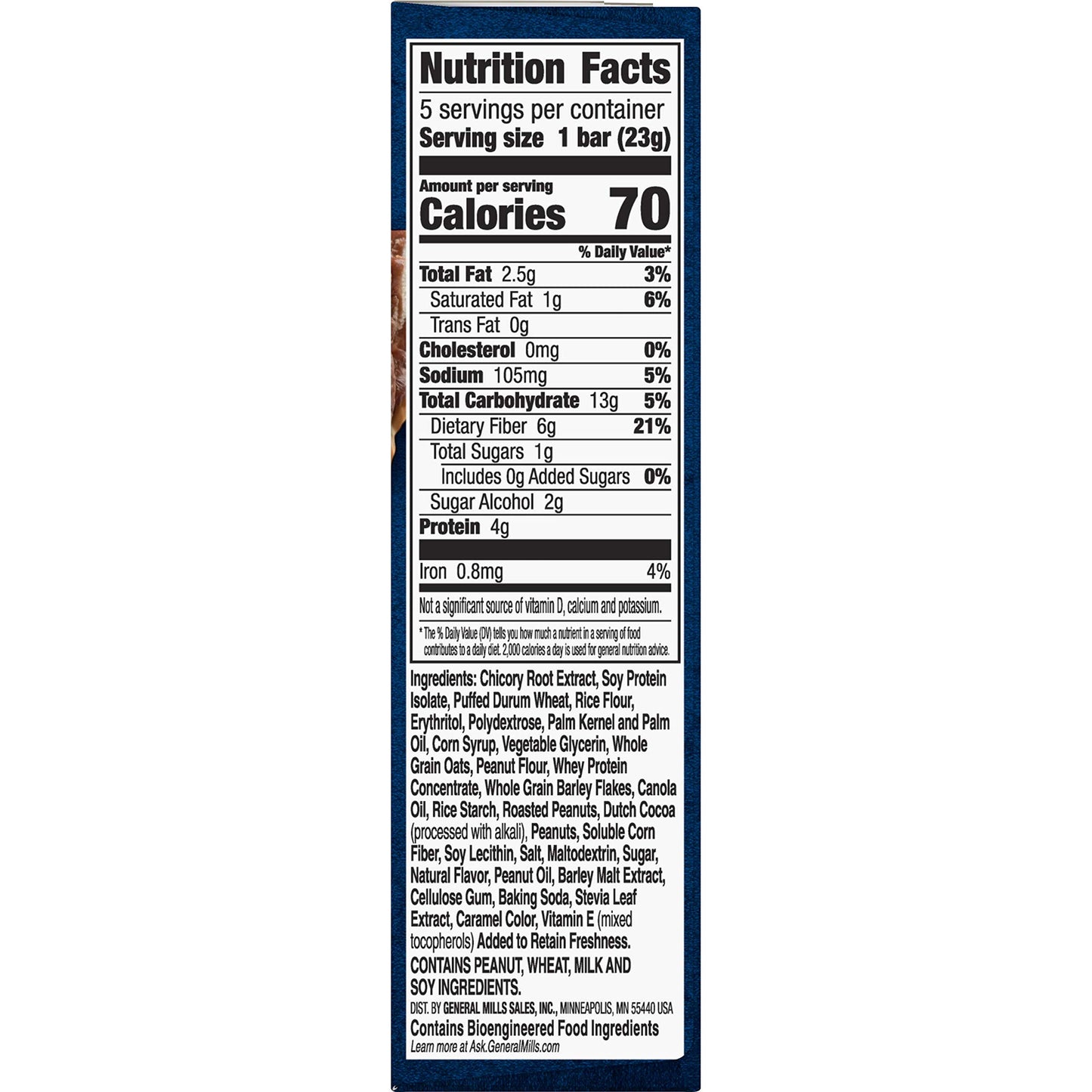 Fiber One 80 Calorie Chewy Bars, Chocolate Peanut Butter, Snack Bars, 5 Ct, 4.1 Oz