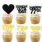 18pcs Black Gold Glitter Dessert Cupcake Pick for Straight Outta 1948 Cheer to 77 Years Old Theme Decor Supplies Happy 77th Birt