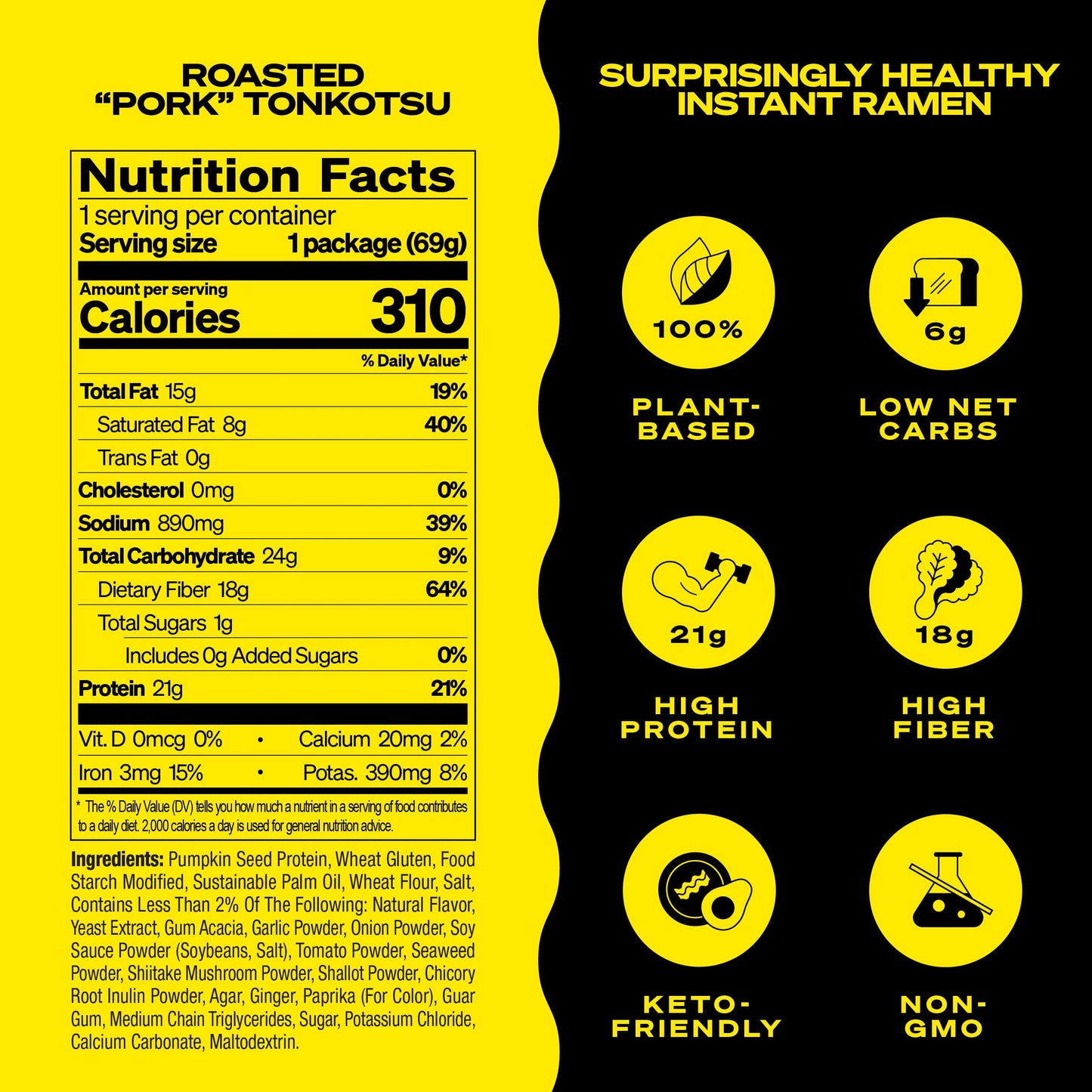 immi Roasted Pork Tonkotsu Ramen, 100% Plant Based, Keto Friendly, Low Carb, High Protein, 6 Pack, Ready to Eat, 2.4