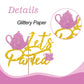Let'S Partea Cake Topper, Tea Time Themed Party Decorations, Girl'S Tea Party Supplies - Pink & Gold Glitter