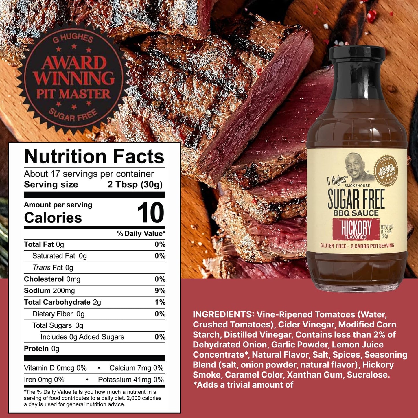 G Hughes Sugar Free BBQ Sauces Pack of 2 - Hickory & Original, Gluten Free, 18 oz