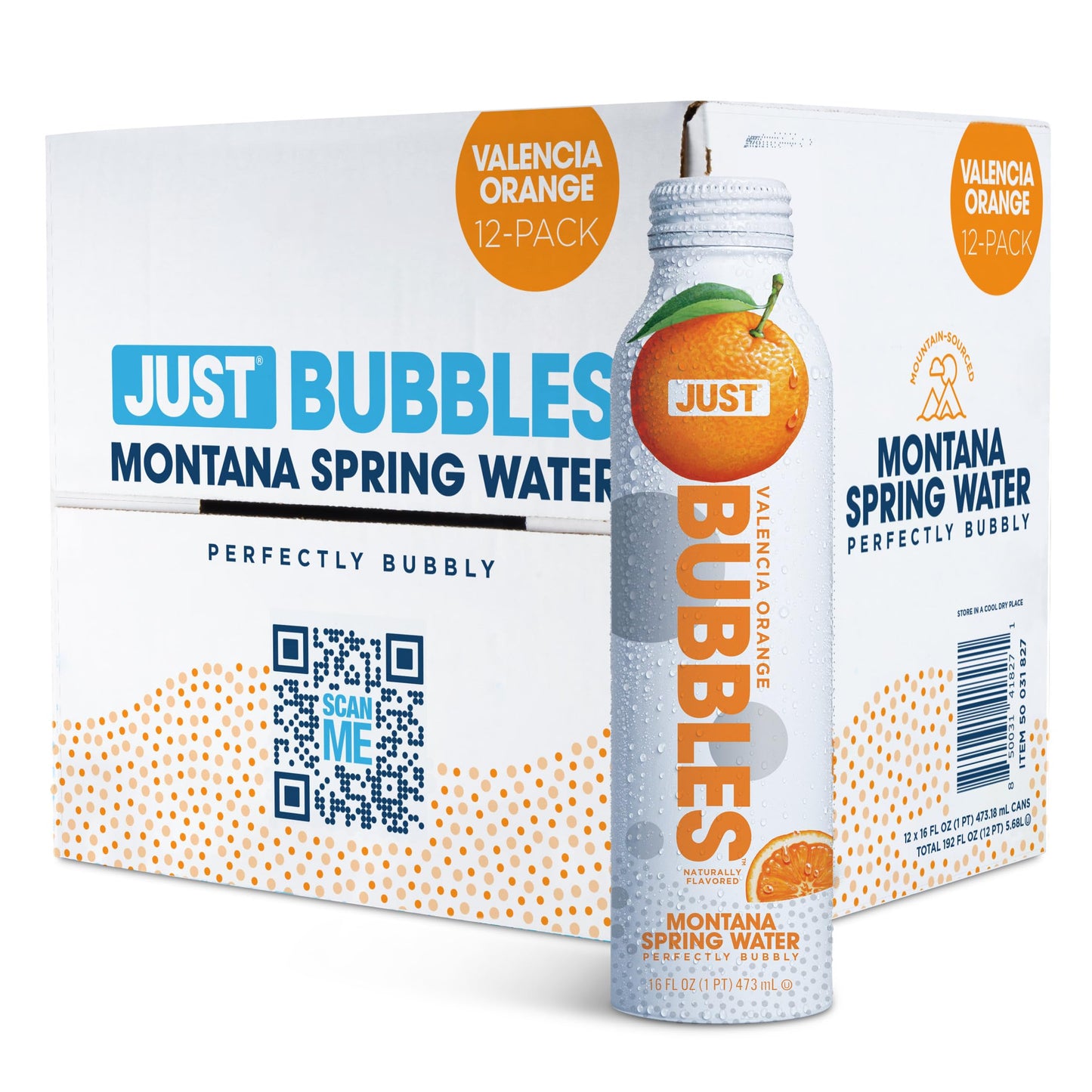 JUST Water Pure Premium Sparkling Spring Water, 100% Mountain-Sourced, 16 Fl Oz (Pack of 12), Eco-Friendly Bottle