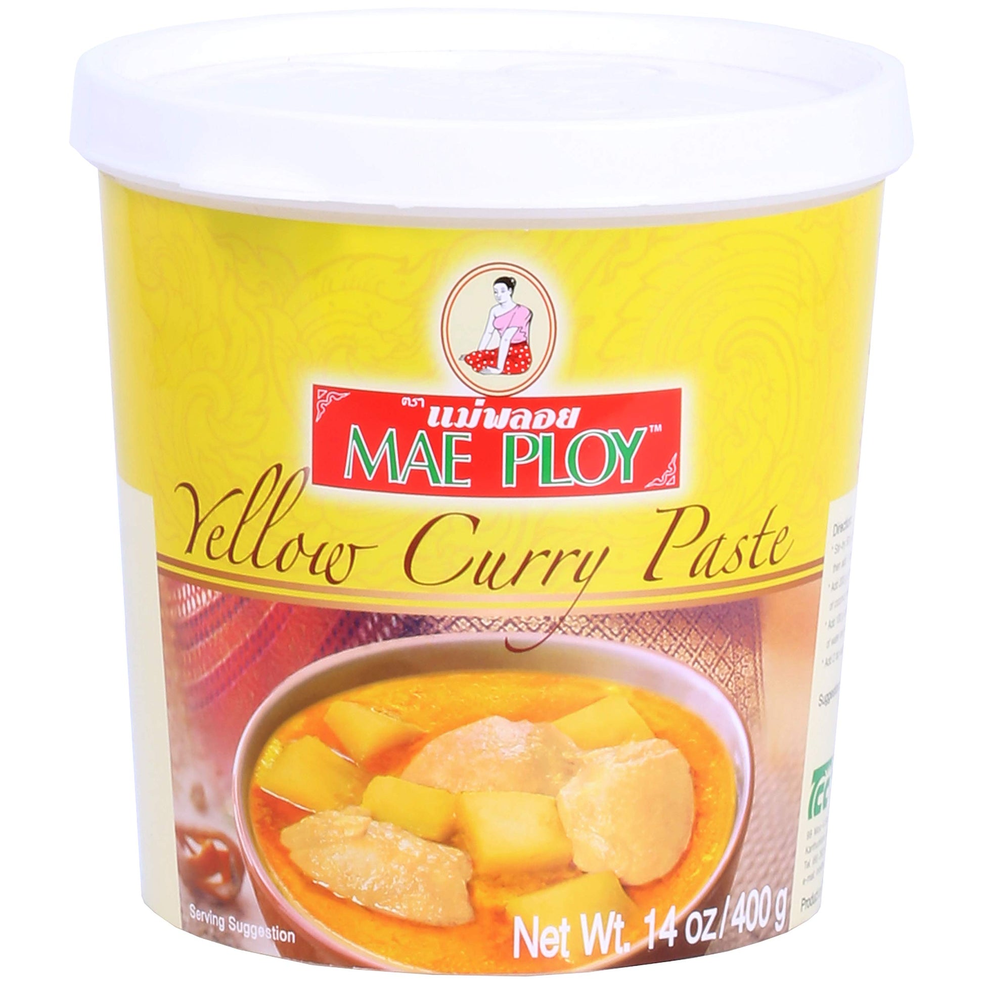 Mae Ploy Thai Yellow Curry Paste For Restaurant-Quality Curries, Aromatic Blend Of Herbs, Spices & Shrimp Paste, No Msg, Preservatives Or Artificial Coloring (14Oz Tub)