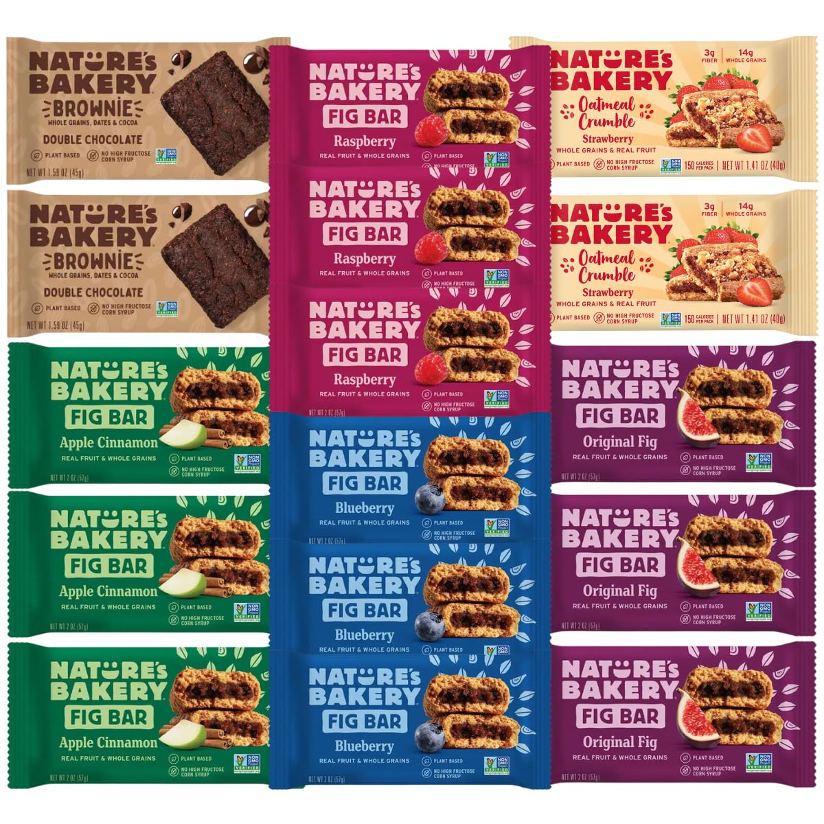 Generic Whole Wheat Fig Bars Variety Pack - 16ct, Non-GMO, Plant-Based, Healthy Snack, Assorted Flavors